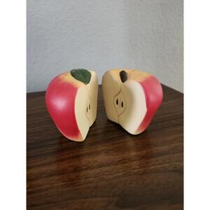 Vintage Hand Painted Apple Salt & Pepper Shaker Set Ceramic